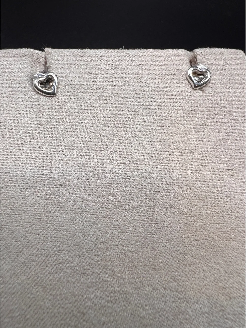 CLE 925 Sterling Silver Double Open Heart Stud Earrings Vintage